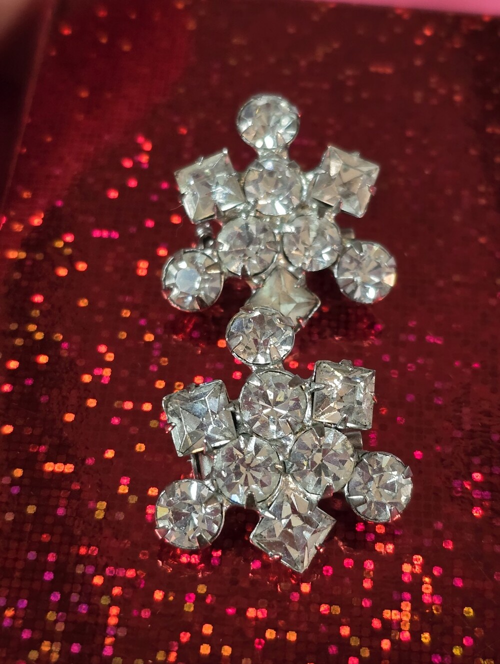 Vintage-Inspired Crystal 2 Matching - Clear Rhinestone Pins